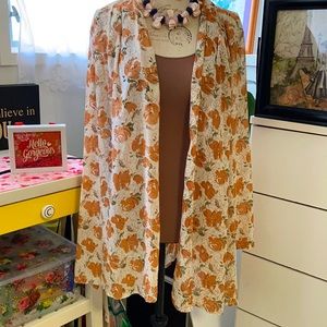 Floral cover up/topper. Sheer. Nice shoulder pleats!